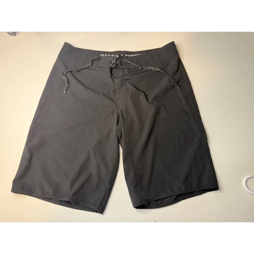 Mossimo Supply Co Mens Black Board Shorts Swim Trunk Size 34 Solid Lace Up Front